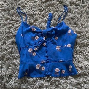 blue cropped tank top